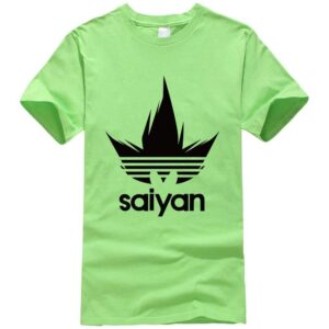 DBZ Black Saiyan Adidas Parody Print Light Green T-Shirt