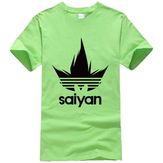DBZ Black Saiyan Adidas Parody Print Light Green T-Shirt