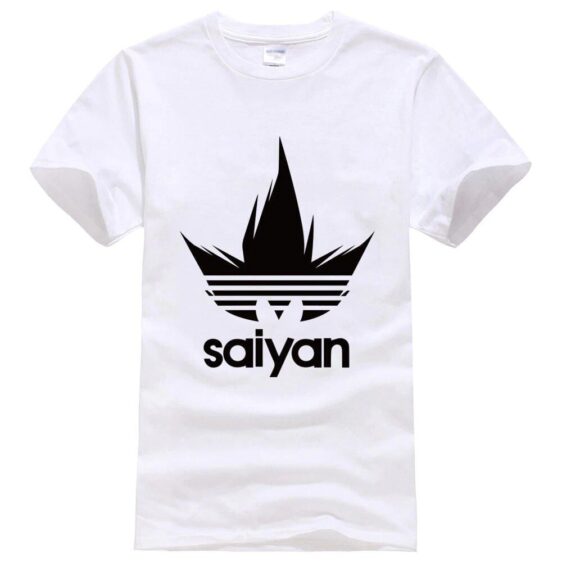 Dragon Ball Z Black Saiyan Adidas Parody White T-Shirt