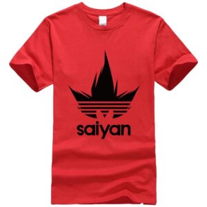 DBZ Black Saiyan Adidas Parody Print Light Red T-Shirt