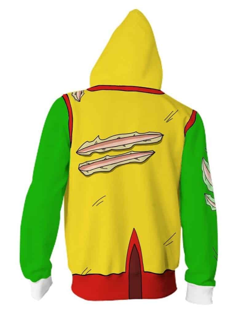 Kid Gohan Yellow Green Outfit Zip Up Cosplay 3D Hoodie