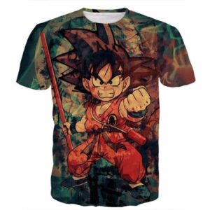 Kid Young Goku Vintage Tie Dye Painting Stylish DBZ 3D T- Shirt - Saiyan Stuff - 1