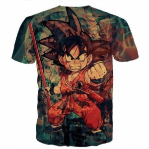 Kid Young Goku Vintage Tie Dye Painting Stylish DBZ 3D T- Shirt - Saiyan Stuff - 2