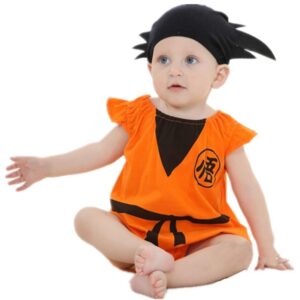 Short Sleeve Cosplay Orange Baby Onesie With Cute Hair Hat