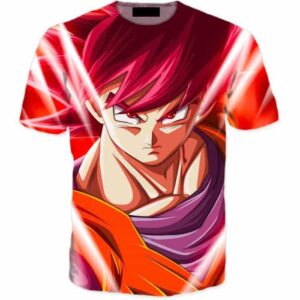 Pissed Red Haired Son Goku God Mode 3D T-Shirt - Saiyan Stuff