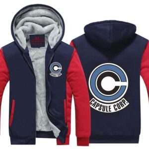 Popular Capsule Corp Logo Red & Blue Zip Up Hooded Jacket