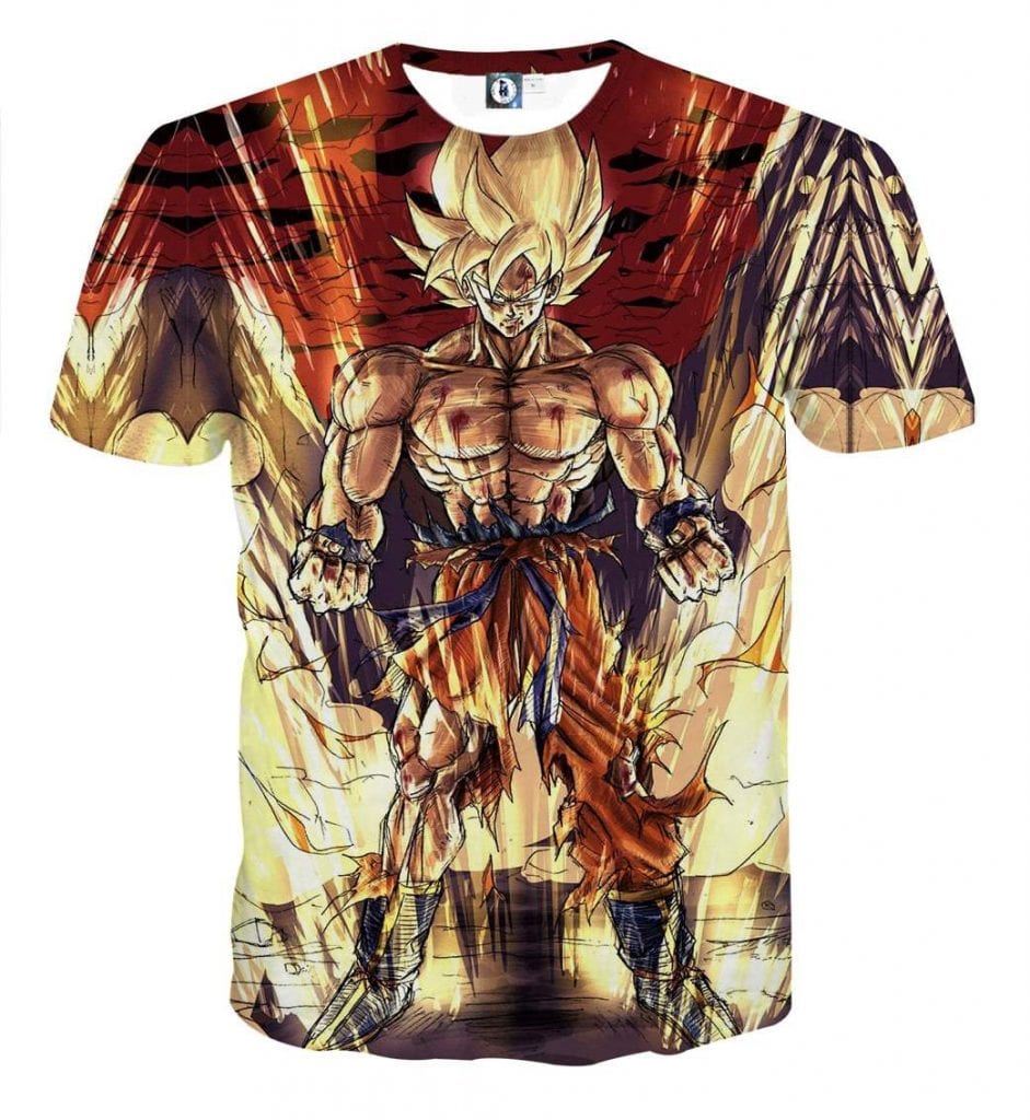 Powerful Goku Super Saiyan 2 Transformation Ssj2 T Shirt Saiyan Stuff 6020