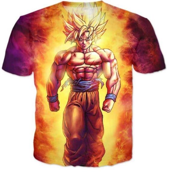 SSJ2 Son Goku Super Saiyan 2 Flame Fire 3D T-Shirt - Saiyan Stuff