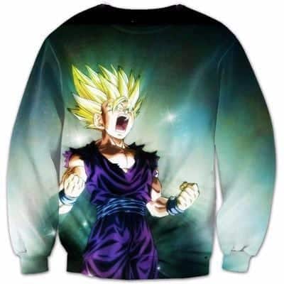 Super Saiyan 2 SSJ2 Teen Son Gohan 3D HD Green Dope Sweatshirt - Saiyan Stuff