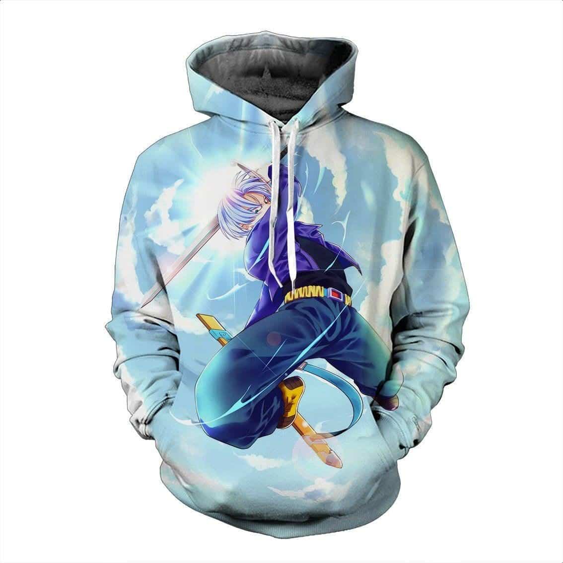 Trunks Warrior Amazing Sword Saber Skills Blue Sky Trendy 3D Hoodie