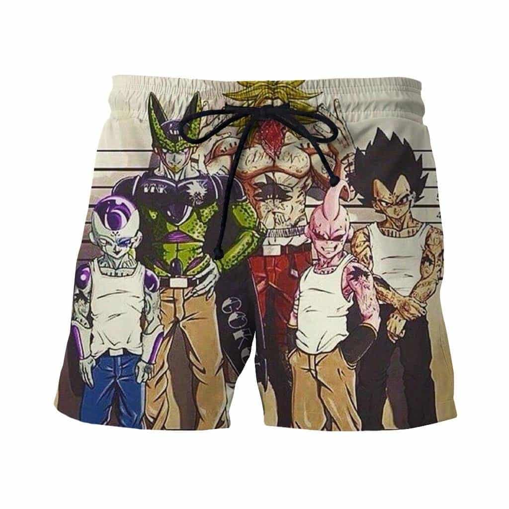 Usual Suspects Dragon Ball Z Villains Wanted Vintage 3D Shorts Характер и с...
