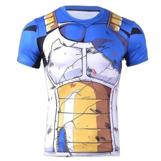 Vegeta Damaged Saiyan Battle Armor Workout Compression 3D T-Shirt
