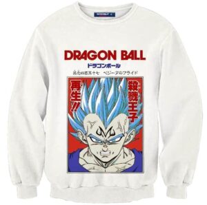 Dragon Ball Z Super Saiyan Majin Blue Vegeta White Sweater