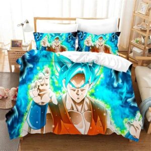 DBZ Son Goku Super Saiyan Blue Green Aura Bedding Set
