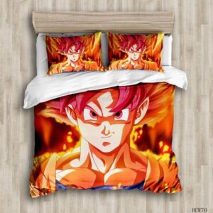 DBZ Son Goku Super Saiyan God Fiery Aura Bedding Set