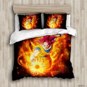 DBZ Son Goku Super Saiyan God Fire Aura Bedding Set