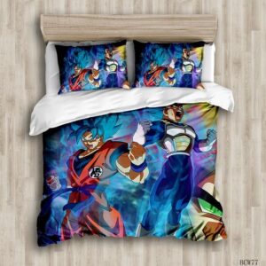 Fierce Son Goku And Vegeta Super Saiyan Blue Mode Bedding Sheet