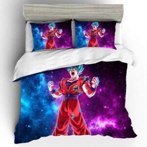 DBZ Super Saiyan Blue Goku Blue & Purple Bedding Set
