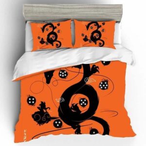 Shenron Goku & Dragon Balls Silhouette Orange Bedding Set