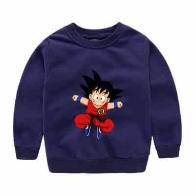 Dbz Jumping Kid Goku In His Training Suit Kids Sweatshirt Saiyan Stuff