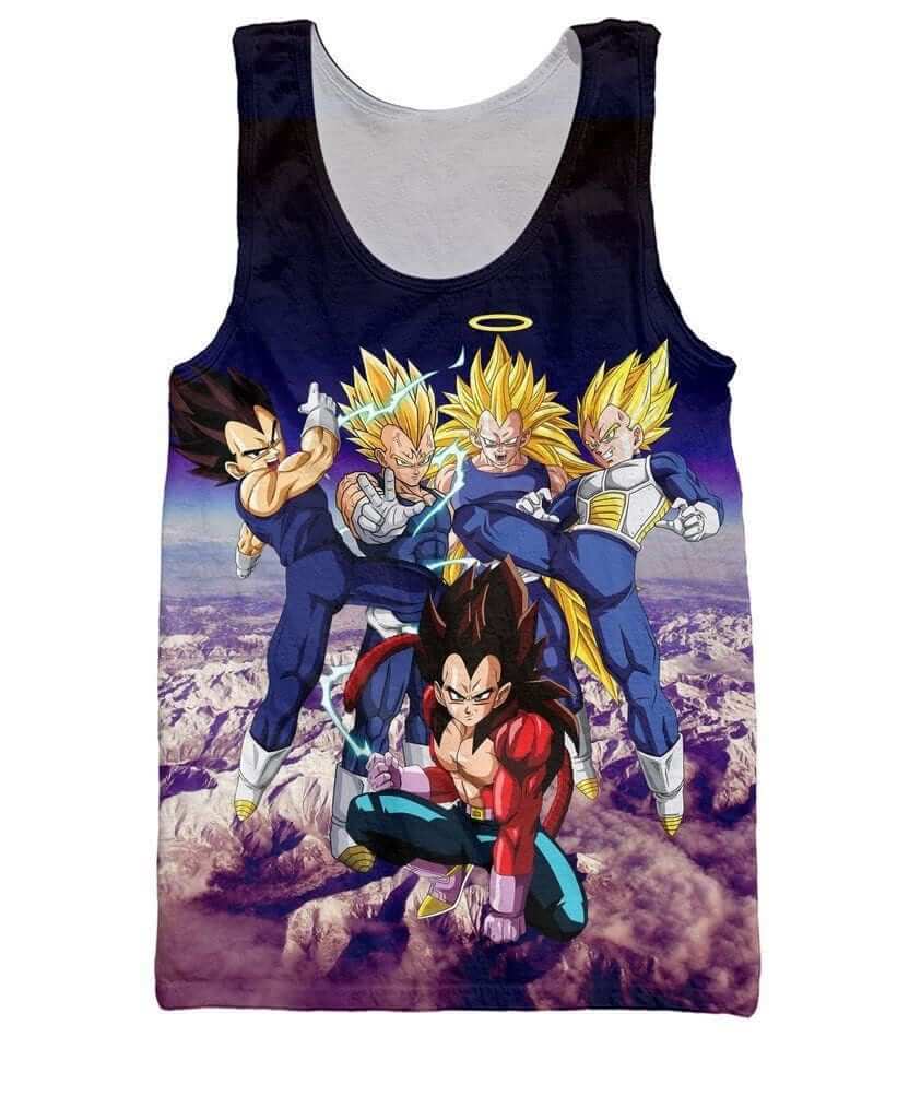 Prince Vegeta All Forms Super Saiyan Transformation 3D Tank Top