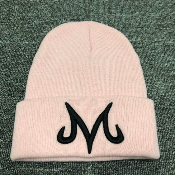 DBZ Majin Buu Embroidered Logo Pink Knit Winter Beanie