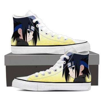 Naruto Anime Cute Chibi Uchiha Sasuke Yellow Sneakers Shoes
