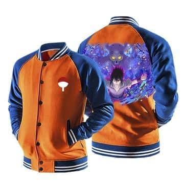 Naruto Anime Sasuke Mangekyo Susanoo Orange Baseball Jacket