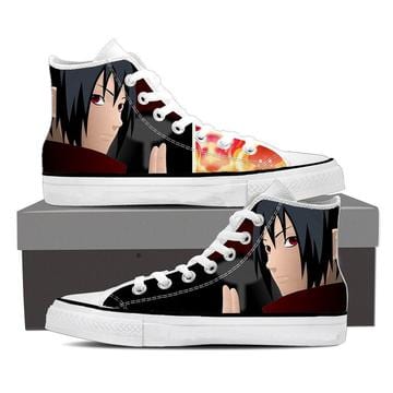 Naruto Anime Sasuke Uchiha Portrait Black 3d Sneakers Shoes