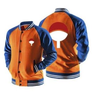 Naruto Uchiha Clan Logo Konohagakure Orange Baseball Jacket