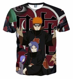 Naruto Akatsuki Evil Mercenary Ninja Group Print T-Shirt