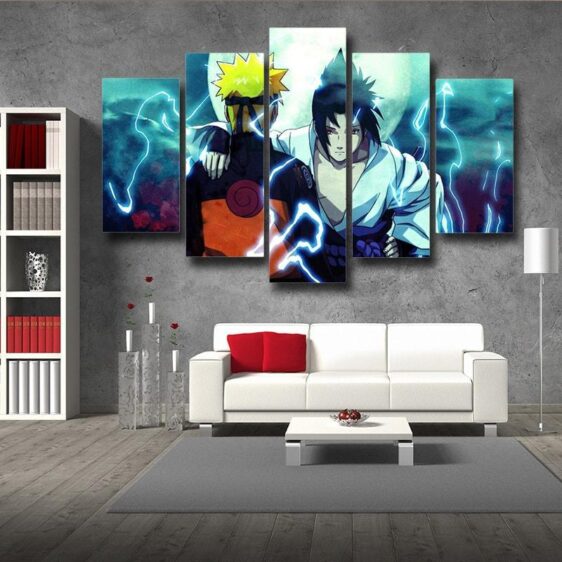 Naruto And Sasuke Awesome Fan Art 5pcs Wall Art Canvas Print