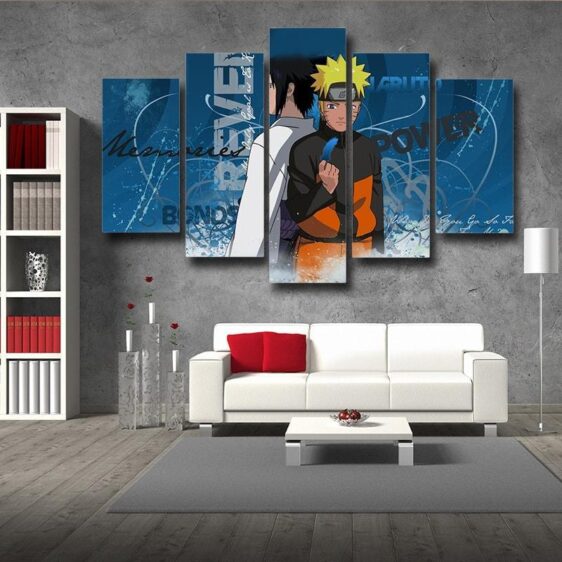 Naruto And Sasuke Two Sides Blue Amazing 5pcs Canvas Print