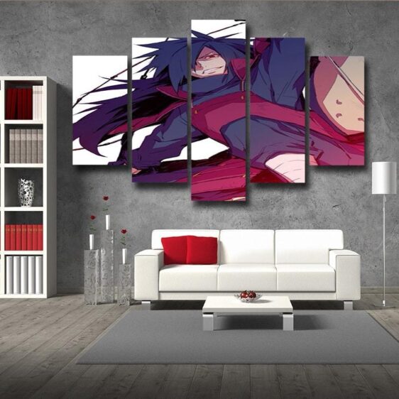 Naruto Anime Madara Uchiha Grin Fan Art White 5pcs Wall Art
