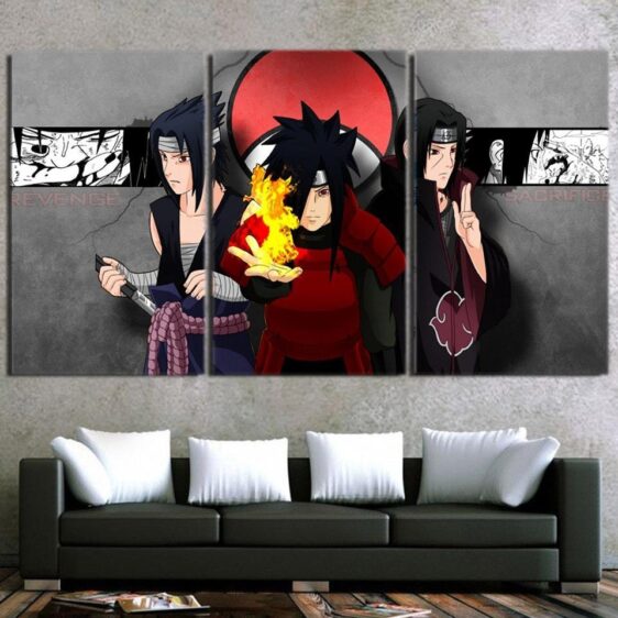 Naruto Anime Sasuke Itachi Madara Uchiha Clan 3pcs Wall Art