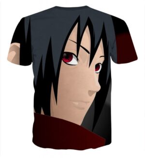 Naruto Anime Sasuke Uchiha Portrait Full Print Style T-Shirt