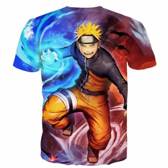 Naruto Fighting Red Blue HD 3D Space Summer T-Shirt - Saiyan Stuff