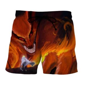 Naruto Kurama Fire Monster Fox Fan Art Water Color Shorts
