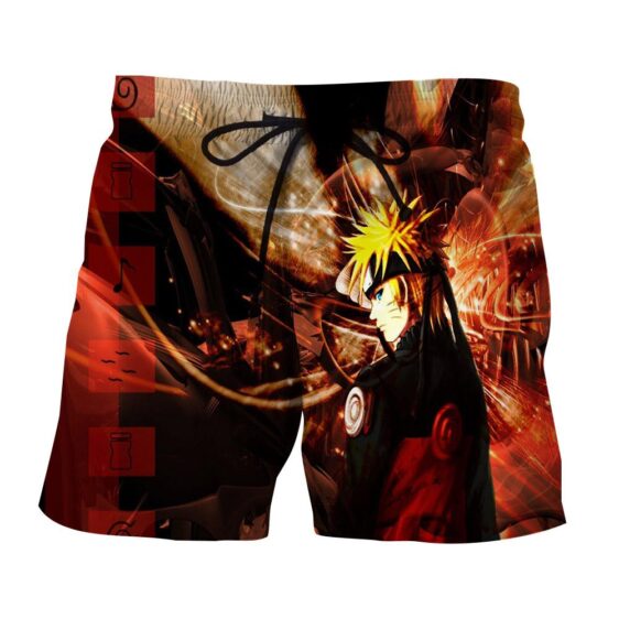Naruto Shippuden Fan Art Fire Background Cool Design Shorts