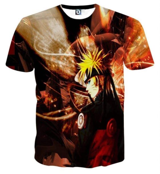 Naruto Shippuden Fan Art Fire Background Cool Design T-Shirt