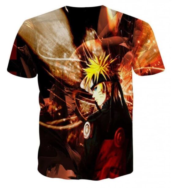 Naruto Shippuden Fan Art Fire Background Cool Design T-Shirt