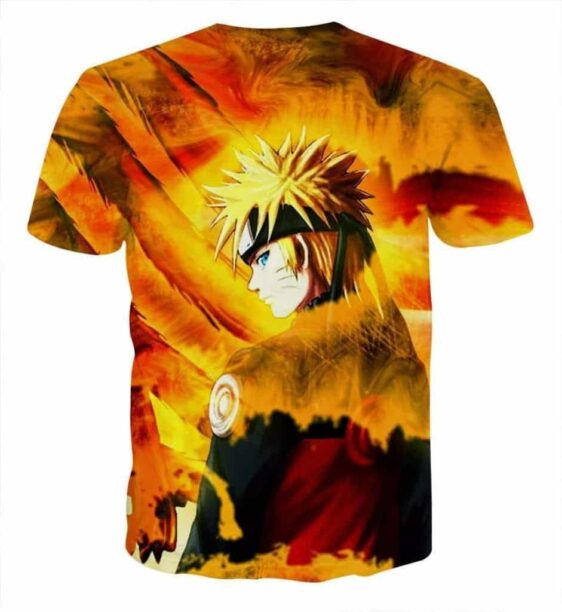Naruto Shippuden Fan Art Fire Background Cool Orange T-Shirt