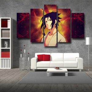 Naruto Shippuden Sasuke Uchiha Fire Release Cool 5pcs Canvas