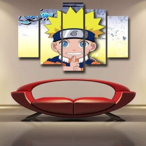 Naruto Uzumaki Chibi Style Design Cute Anime 5pcs Wall Art