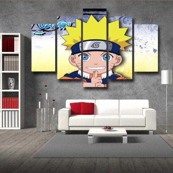 Naruto Uzumaki Chibi Style Design Cute Anime 5pcs Wall Art