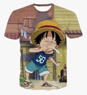 Naughty Funny Cute Kid Luffy Snivel One Piece 3D Tshirt