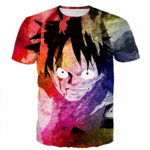 One Piece Angry Monkey D. Luffy Tie-dye Colorful 3D Cool T-Shirt