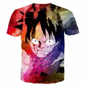 One Piece Angry Monkey D. Luffy Tie-dye Colorful 3D Cool T-Shirt