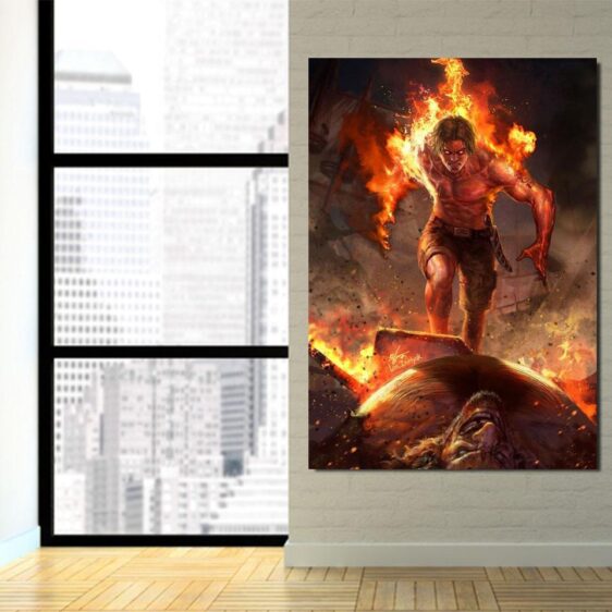 One Piece Angry Realistic Ace Fire Fist Revenge 1pc Wall Art