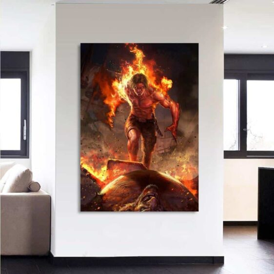 One Piece Angry Realistic Ace Fire Fist Revenge 1pc Wall Art